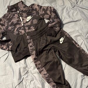 Nike Black and Gray Camo Tracksuit 2T